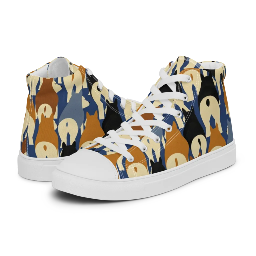 Cobalt Canine on Men's High Top Canvas Shoes — Left