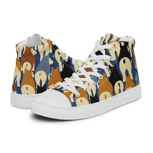 Cobalt Canine on a Men's High Top Canvas Shoes
