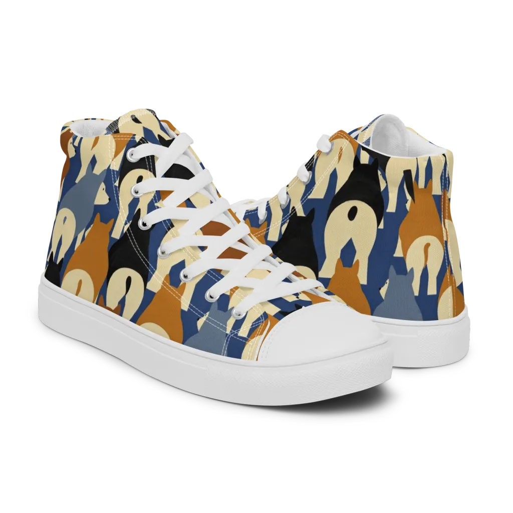 Cobalt Canine on Men's High Top Canvas Shoes — Right