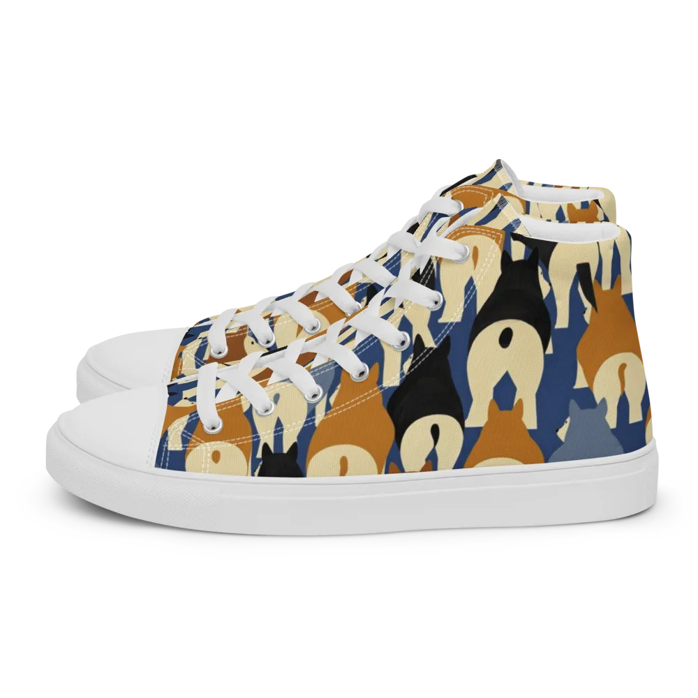 Cobalt Canine on Women's High Top Canvas Shoes — Left