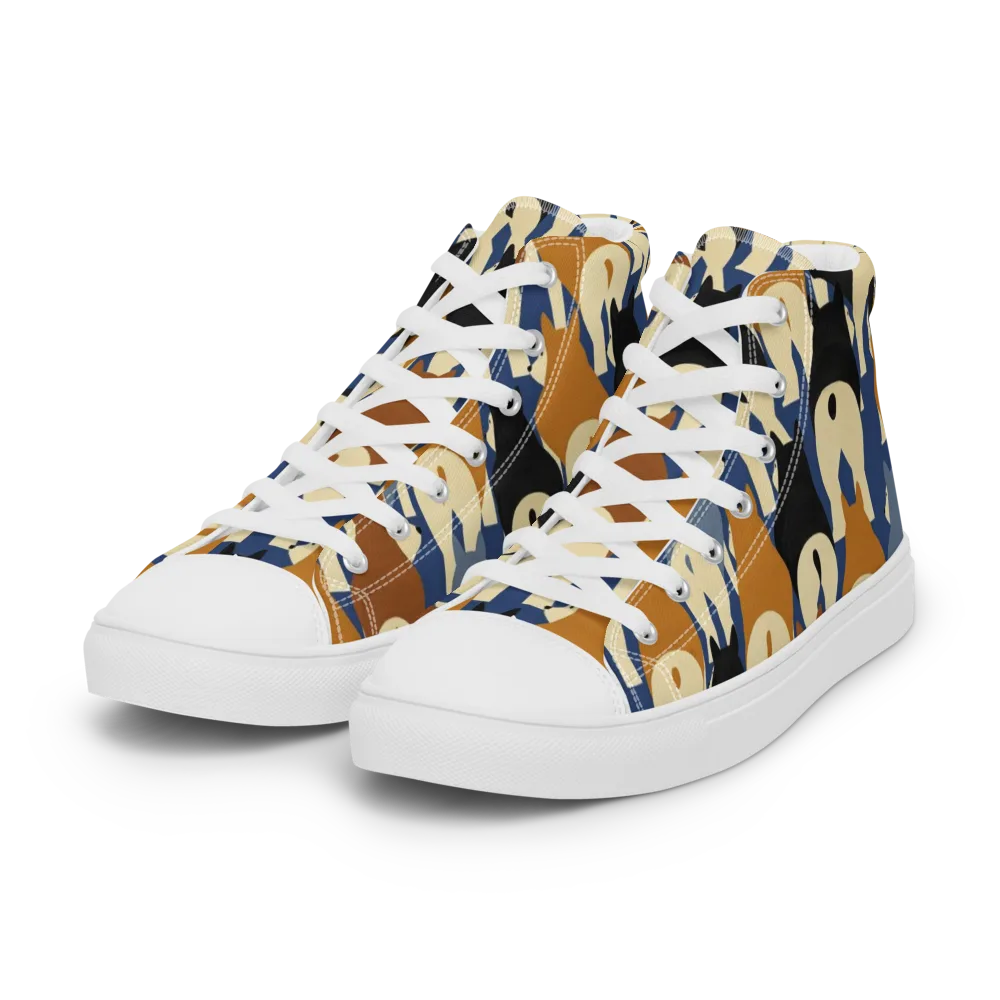 Cobalt Canine on Women's High Top Canvas Shoes — Left Front
