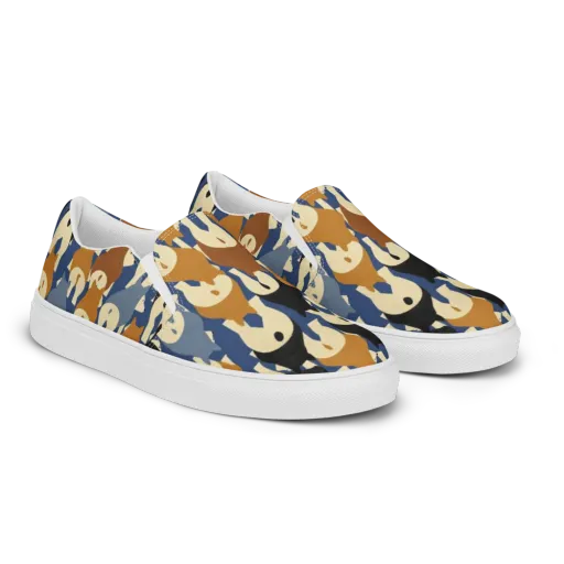 Cobalt Canine on a Men's Slip-On Canvas Shoes