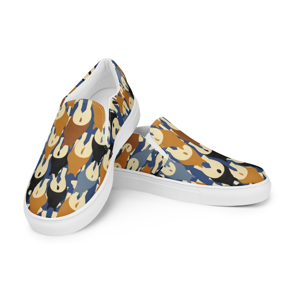 Cobalt Canine on Men's Slip-On Canvas Shoes — Left Front