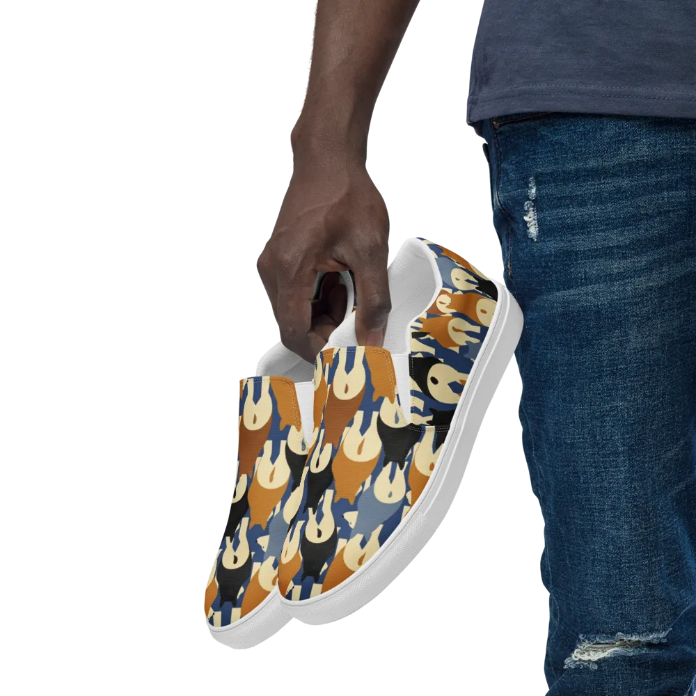 Cobalt Canine on Men's Slip-On Canvas Shoes — Left Front