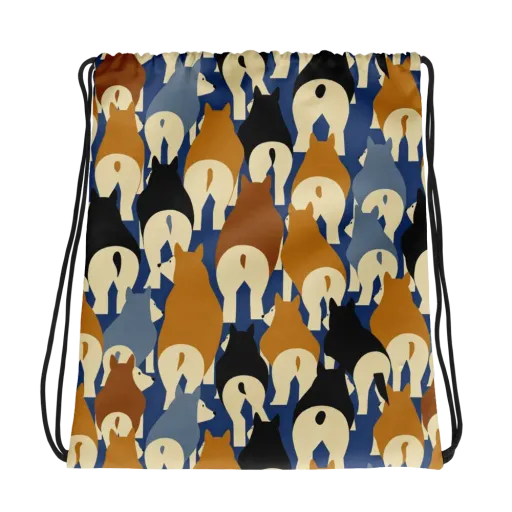 Cobalt Canine on a Drawstring Bag