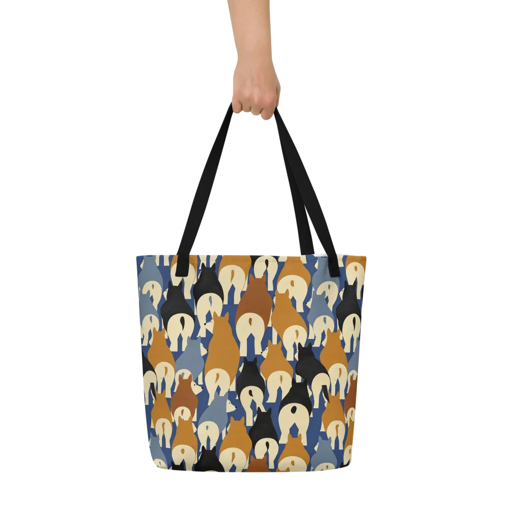 Cobalt Canine on Large Tote Bag W/ Pocket — Front