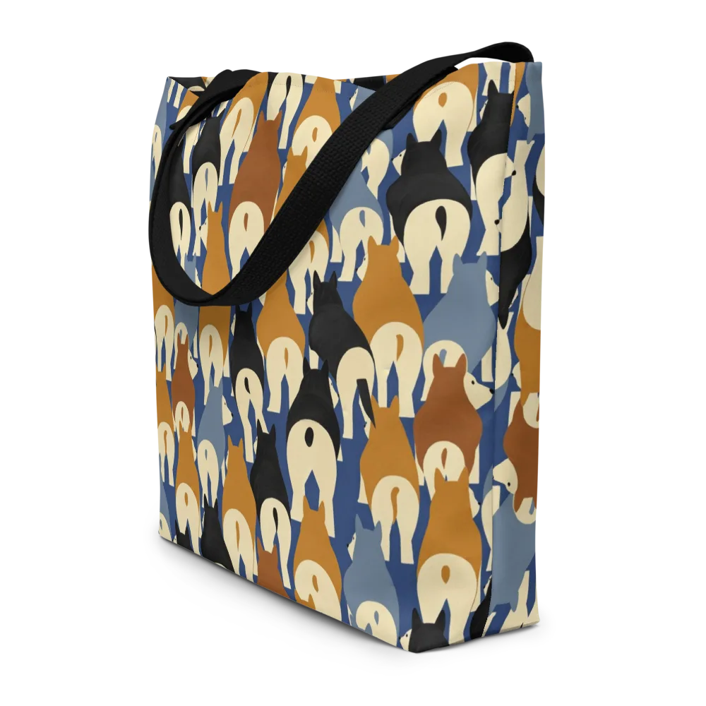 Cobalt Canine on Large Tote Bag W/ Pocket — Front