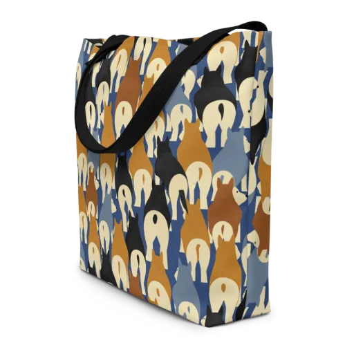 Cobalt Canine on a Large Tote Bag W/ Pocket