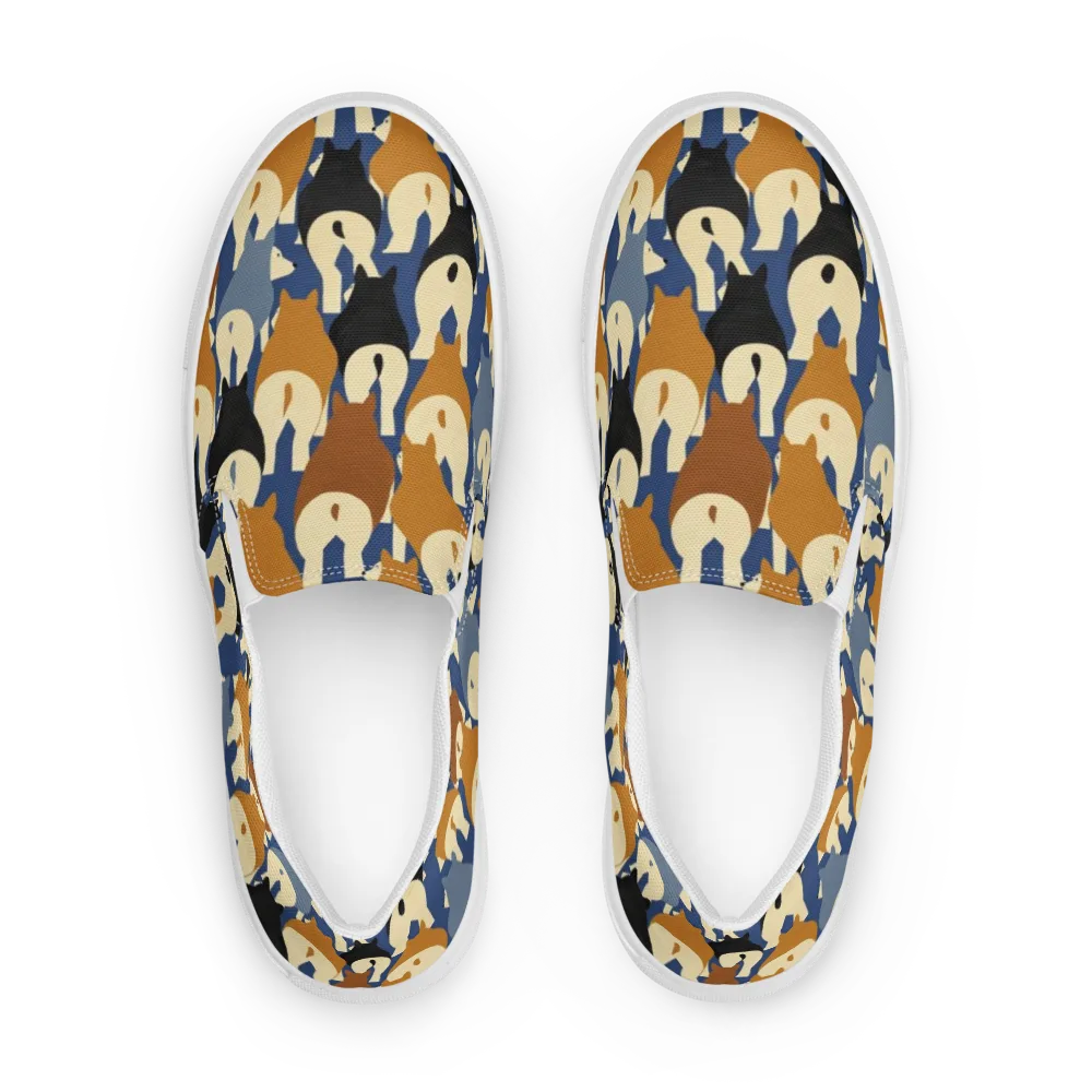 Cobalt Canine on Women's Slip-On Canvas Shoes — Front