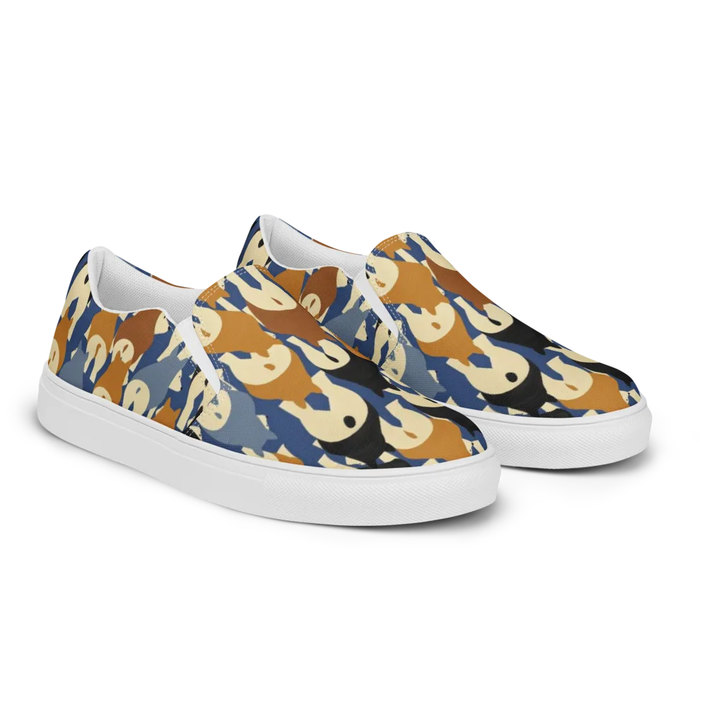 Cobalt Canine on Women's Slip-On Canvas Shoes — Right Front