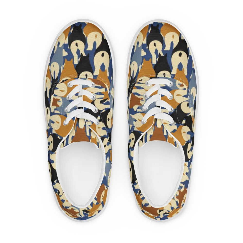 Cobalt Canine on Men's Lace-Up Canvas Shoes — Front