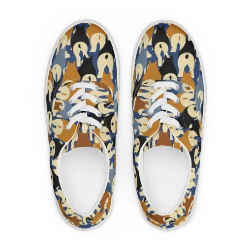 Cobalt Canine on a Men's Lace-Up Canvas Shoes
