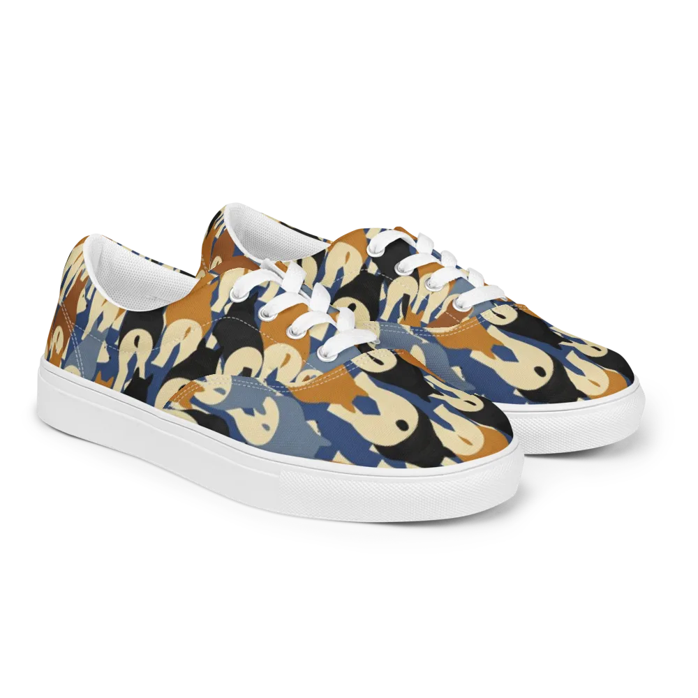 Cobalt Canine on Men's Lace-Up Canvas Shoes — Right Front