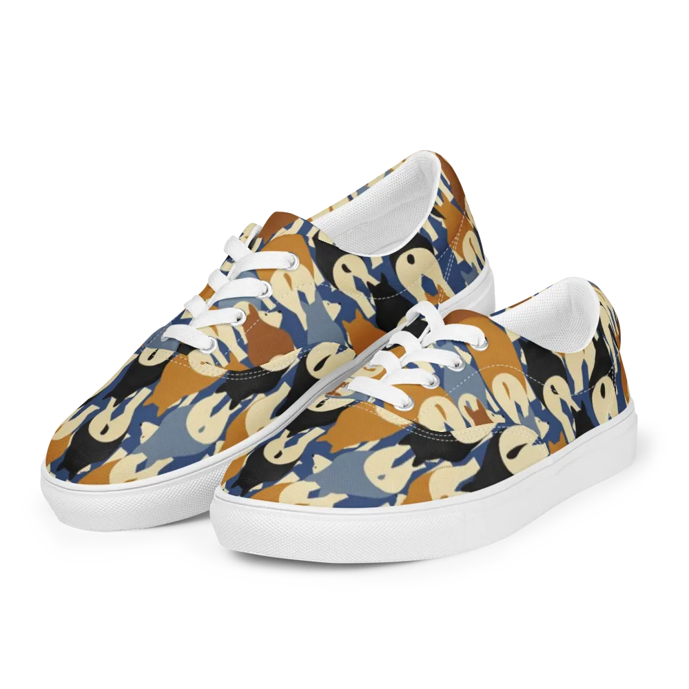 Cobalt Canine on Men's Lace-Up Canvas Shoes — Left Front