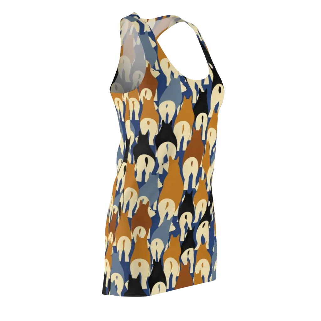 Cobalt Canine on Racerback Dress — Front Side