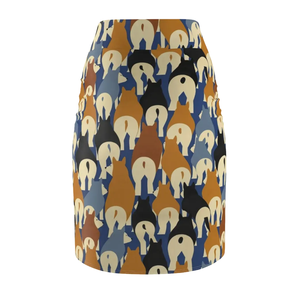 Cobalt Canine on Pencil Skirt — Back