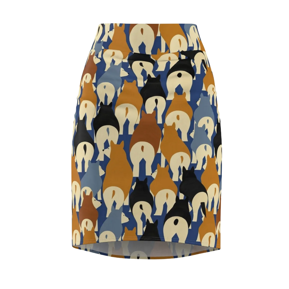 Cobalt Canine on Pencil Skirt — Front