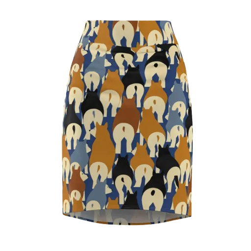 Cobalt Canine on a Pencil Skirt
