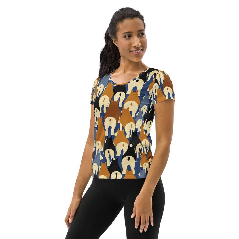 Cobalt Canine on Women's Athletic T-Shirt — Left