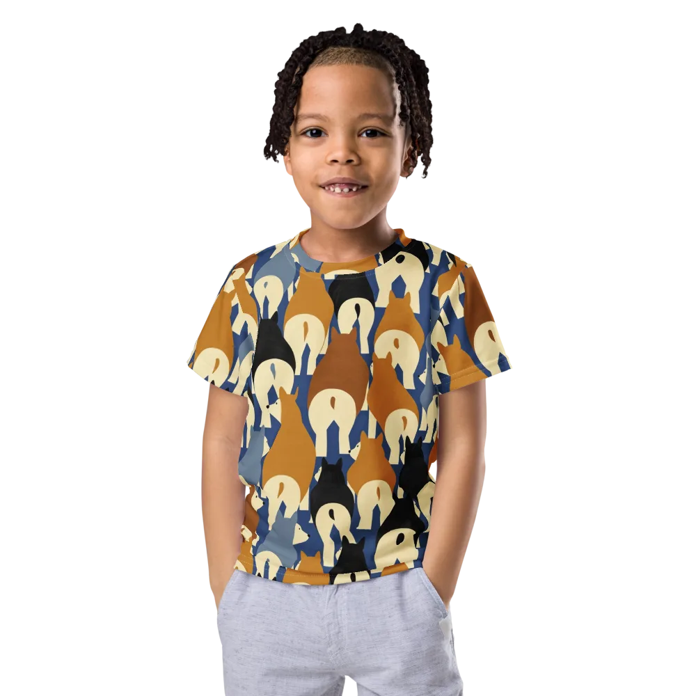 Cobalt Canine on Kids Crew Neck T-Shirt — Front