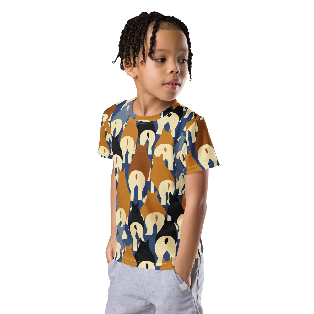 Cobalt Canine on Kids Crew Neck T-Shirt — Left Front