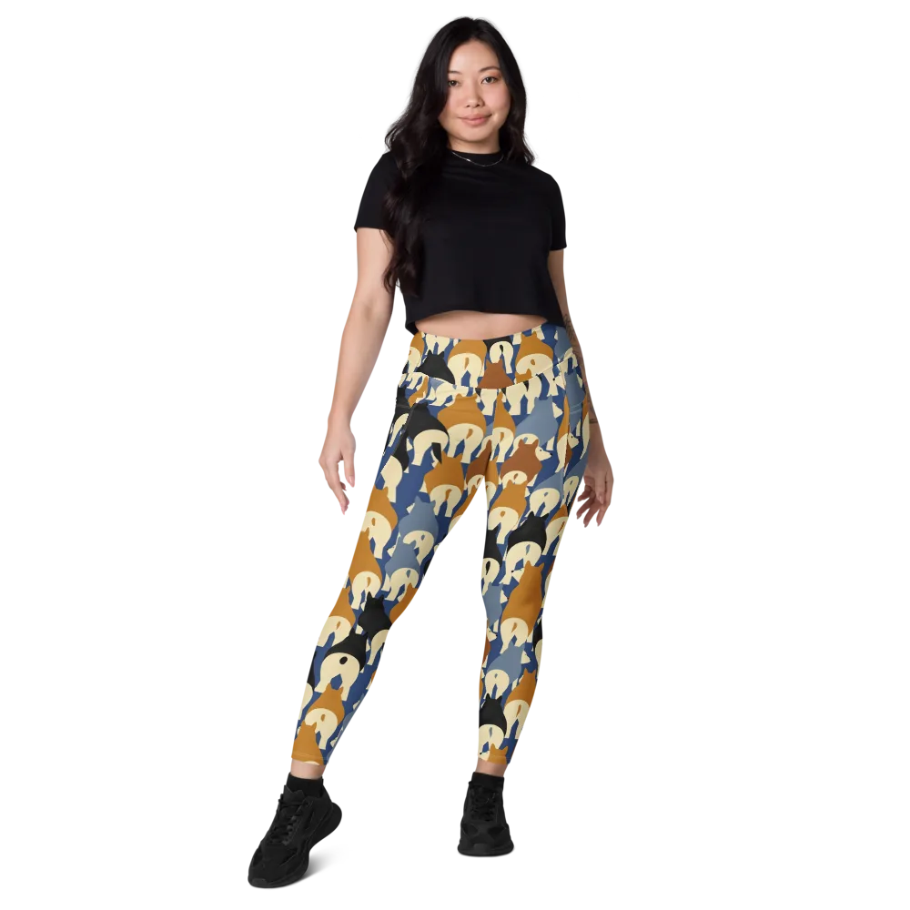 Cobalt Canine on Leggings with Pockets — Front
