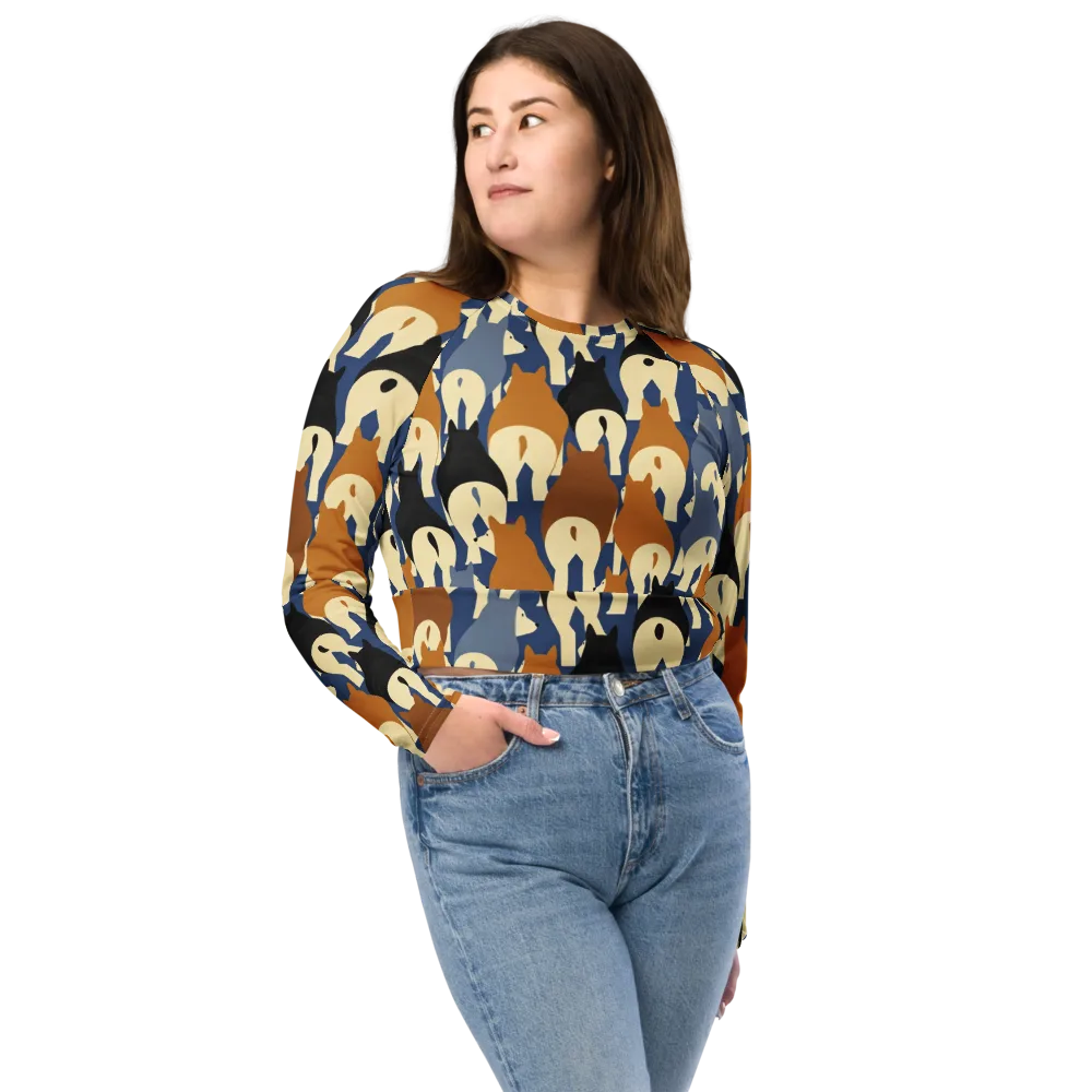 Cobalt Canine on Long Sleeve Crop Top — Front