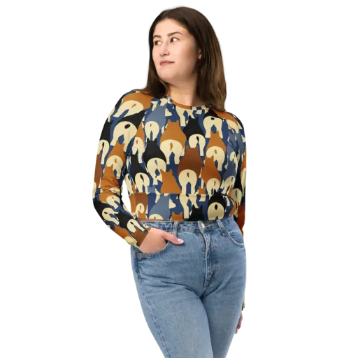 Cobalt Canine on a Long Sleeve Crop Top