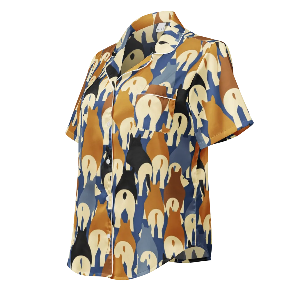 Cobalt Canine on Women's Short Sleeve Pajama Top — Left Front