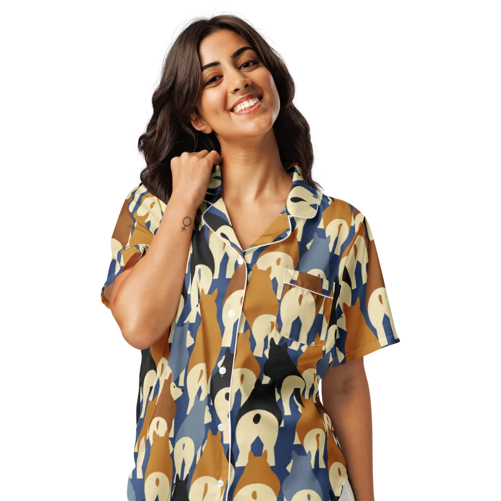 Cobalt Canine on Women's Short Sleeve Pajama Top — Front