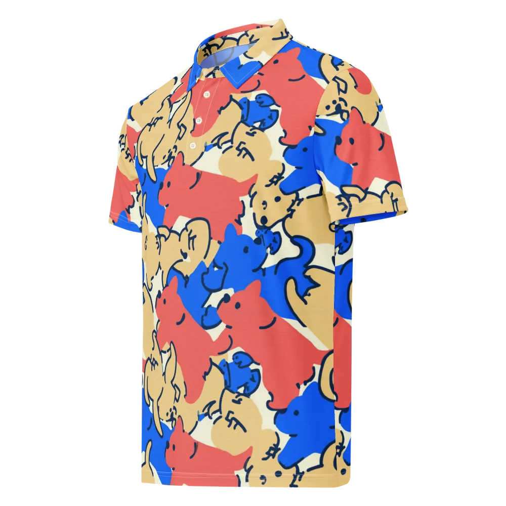 Pop Parade Pups on Men's Slim Fit Polo Shirt — Left Front