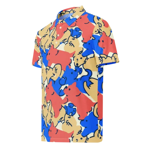 Pop Parade Pups on a Men's Slim Fit Polo Shirt