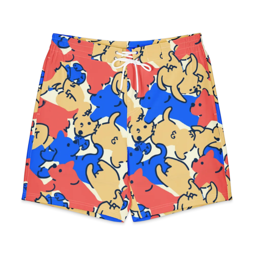 Pop Parade Pups on Men's Board Shorts — Front