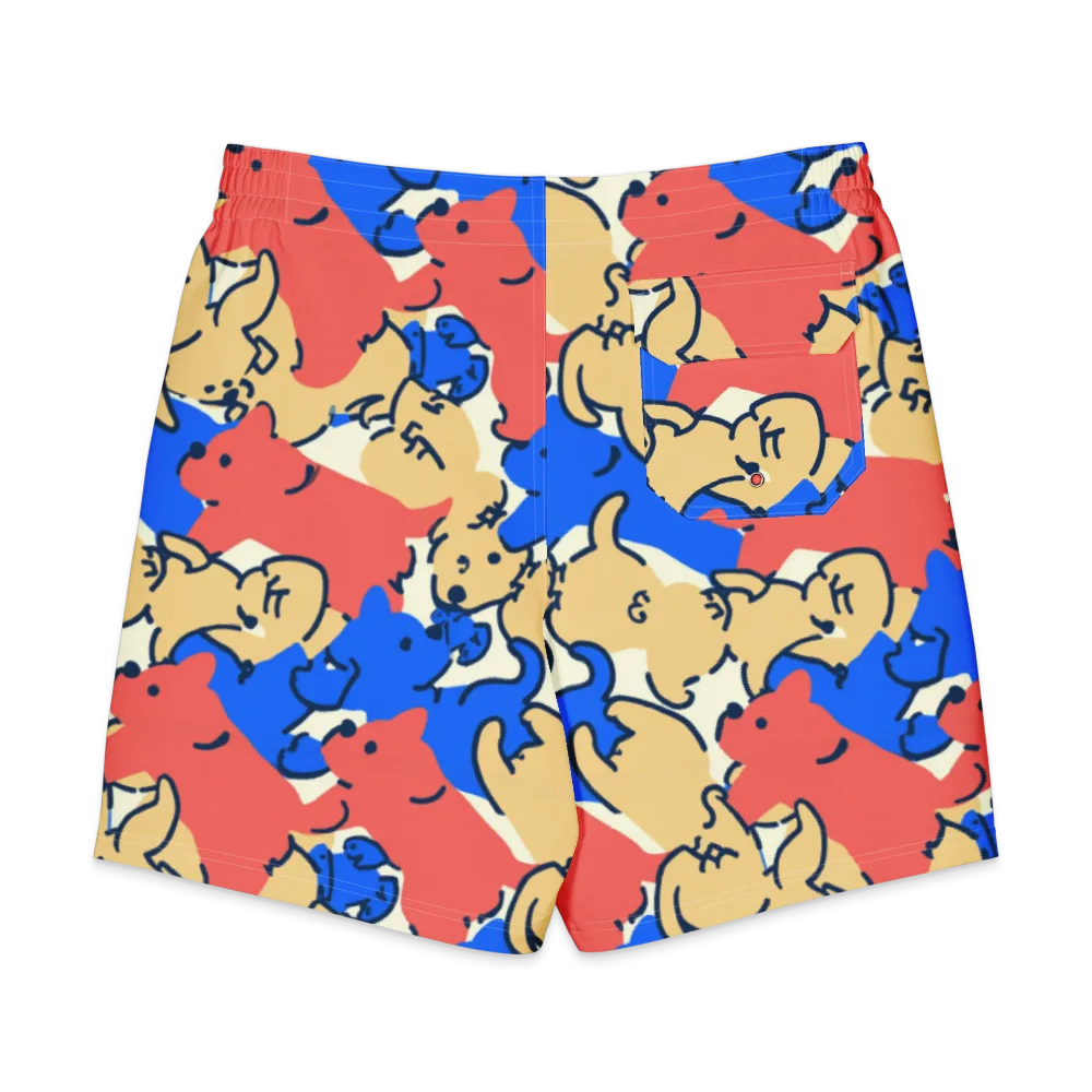 Pop Parade Pups on Men's Board Shorts — Back