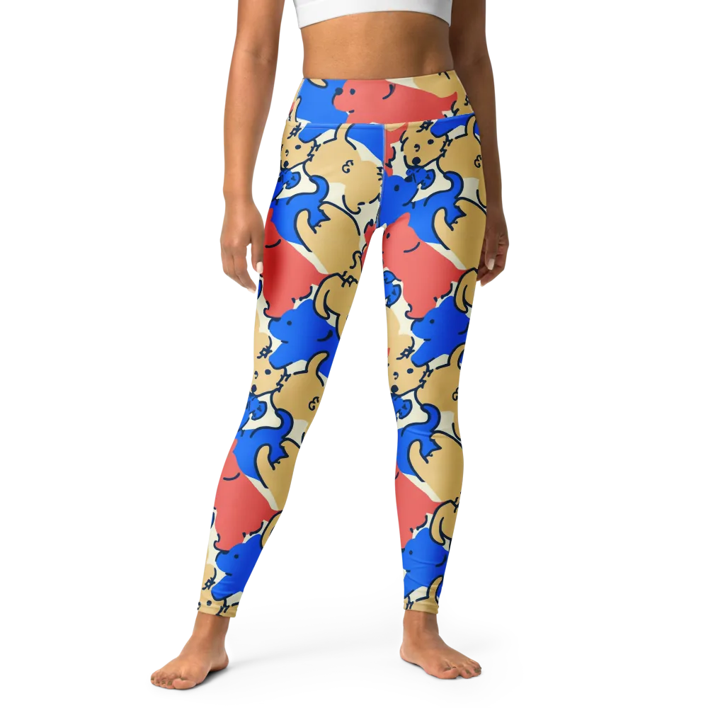 Pop Parade Pups on Yoga Leggings — Front