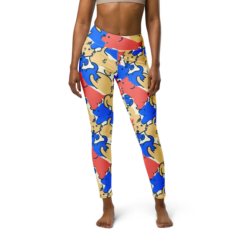 Pop Parade Pups on Yoga Leggings — Front