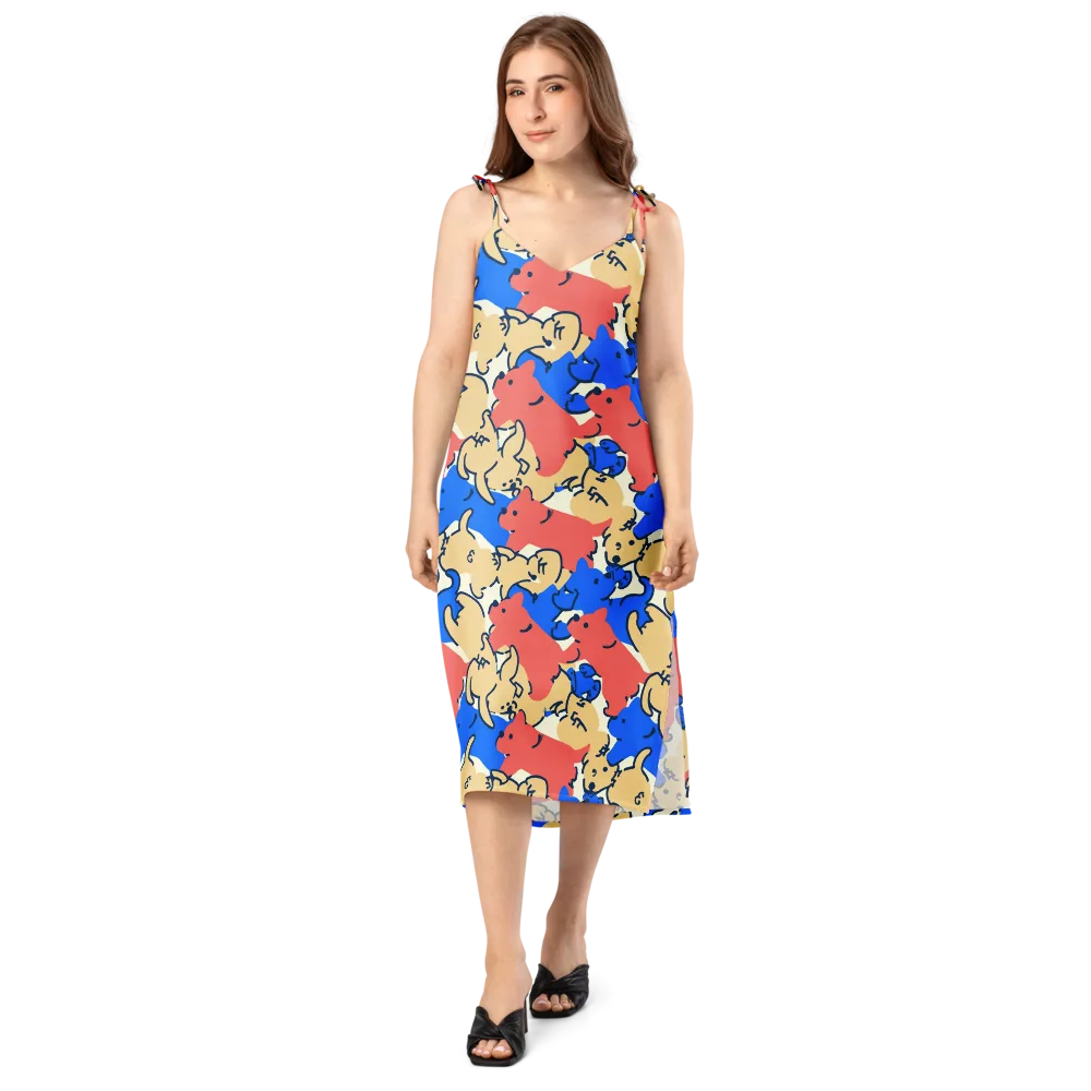 Pop Parade Pups on Slip Dress — Front