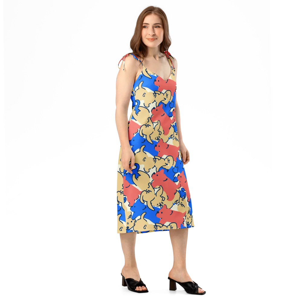 Pop Parade Pups on Slip Dress — Right Front