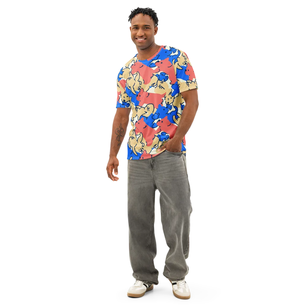 Pop Parade Pups on Men's Cotton Crew Neck T-Shirt — Front