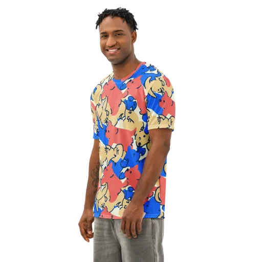 Pop Parade Pups on a Men's Cotton Crew Neck T-Shirt