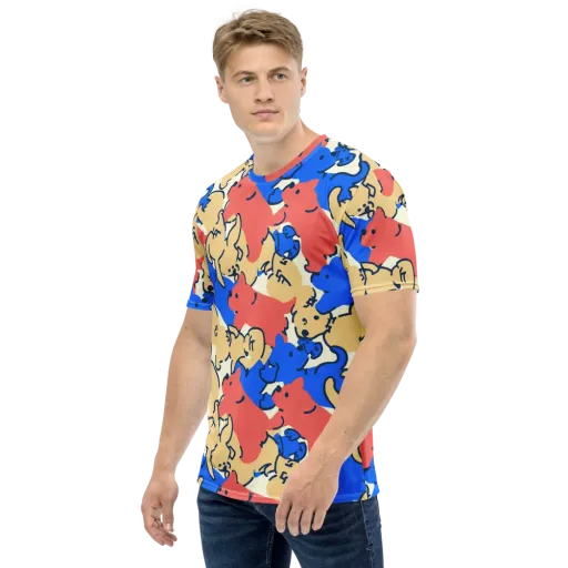 Pop Parade Pups on a Men's Crew Neck T-Shirt