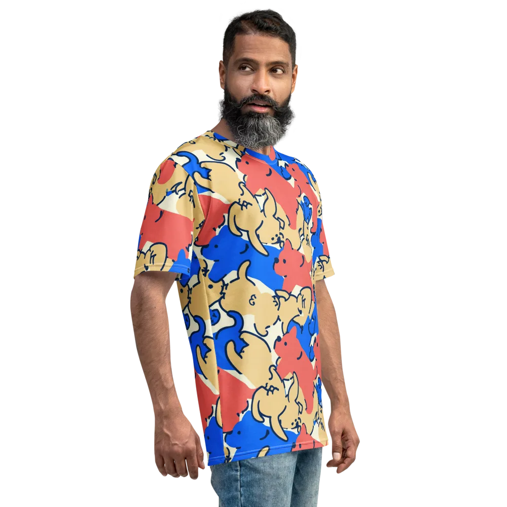 Pop Parade Pups on Men's Crew Neck T-Shirt — Right