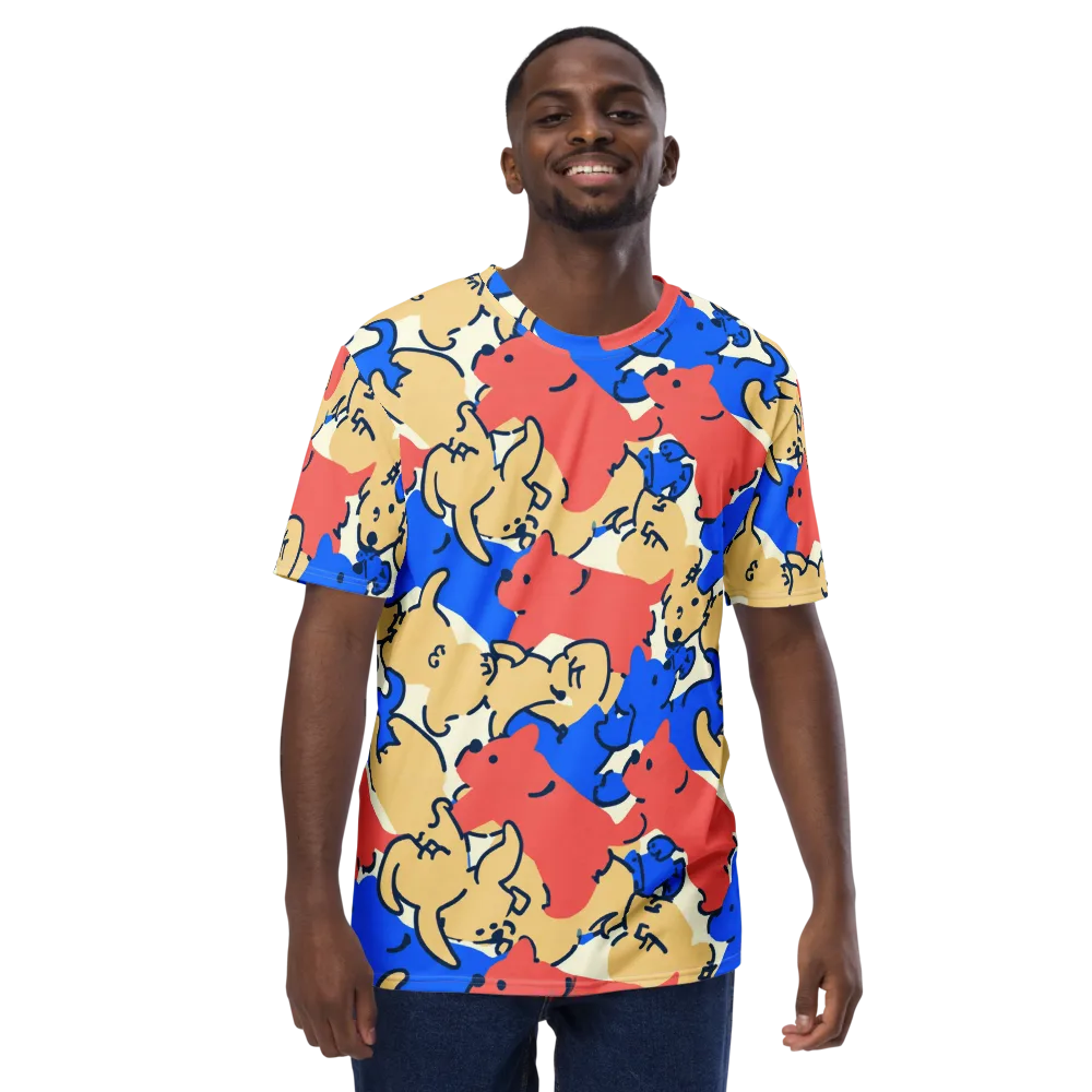 Pop Parade Pups on Men's Crew Neck T-Shirt — Front