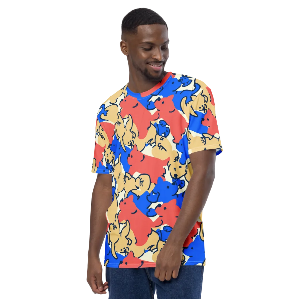 Pop Parade Pups on Men's Crew Neck T-Shirt — Left