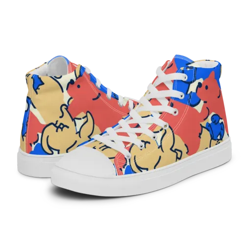 Pop Parade Pups on a Men's High Top Canvas Shoes