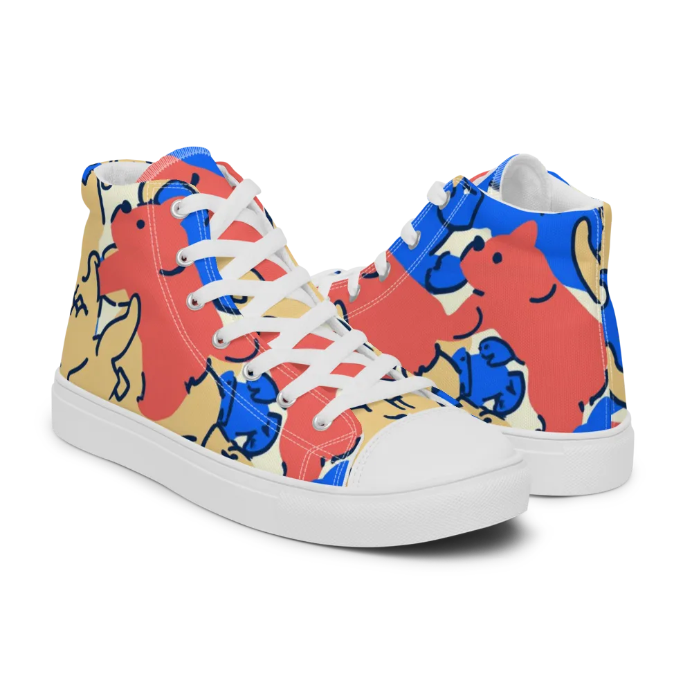 Pop Parade Pups on Men's High Top Canvas Shoes — Right