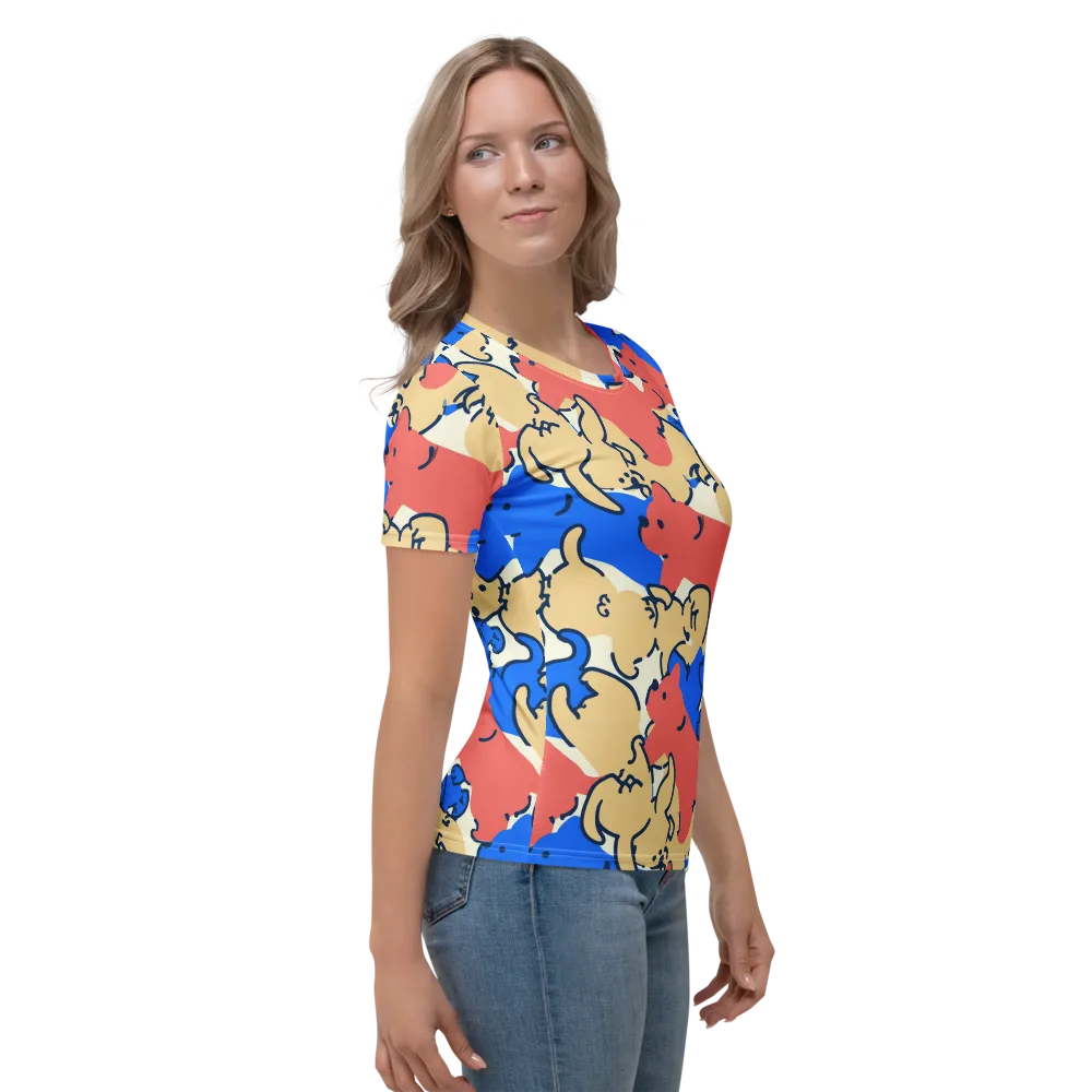 Pop Parade Pups on Women's Crew Neck T-Shirt — Right