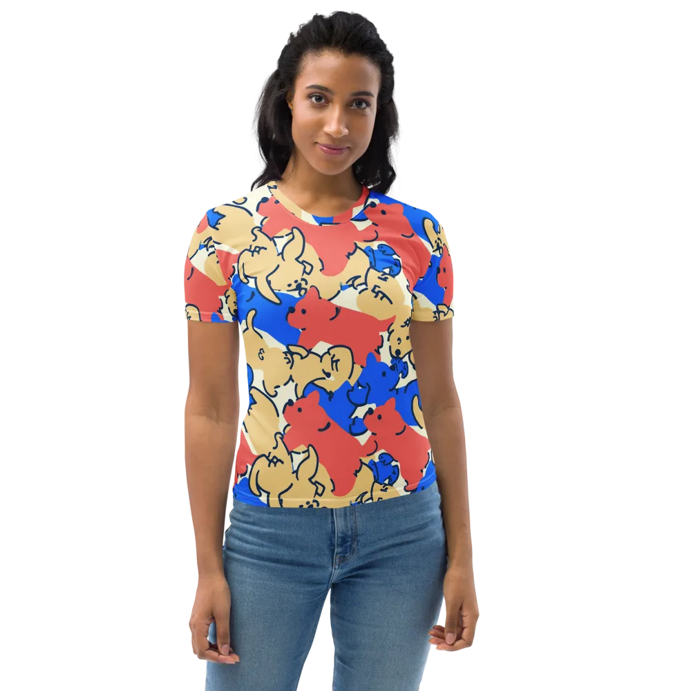 Pop Parade Pups on Women's Crew Neck T-Shirt — Front