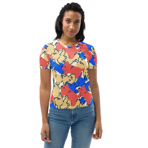 Pop Parade Pups on a Women's Crew Neck T-Shirt