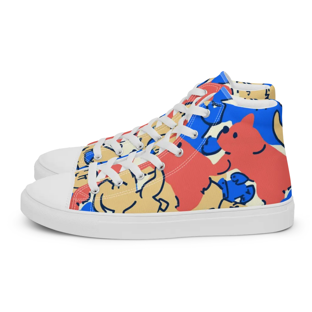 Pop Parade Pups on Women's High Top Canvas Shoes — Left